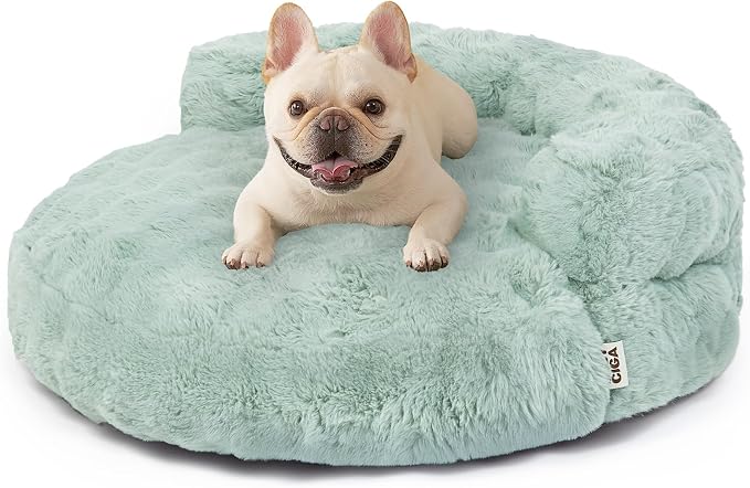 EHEYCIGA Dog Bed Medium Size Dog, Fluffy Small Dog Couch with Removable Washable Cover, Bolster Pet Sofa, Waterproof and Non-Slip, 30" x 30"x 8.5", Green