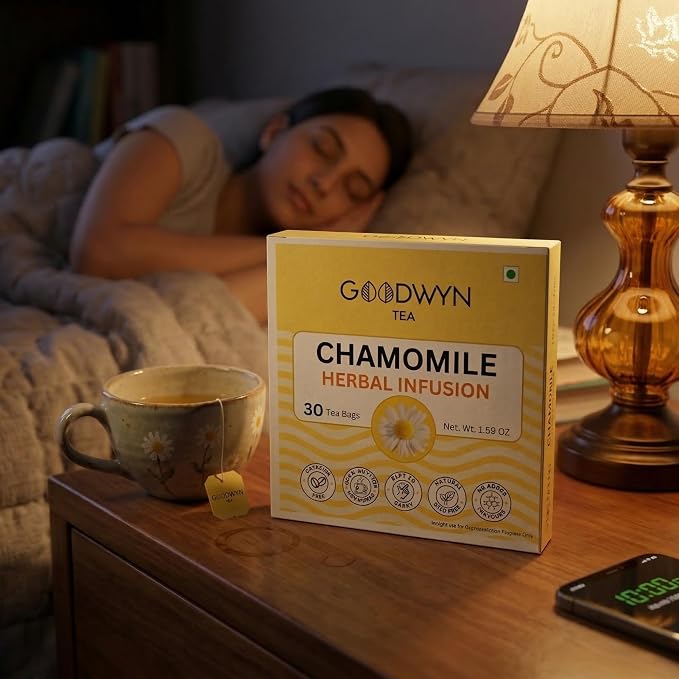 Goodwyn Chamomile Herbal Tea, 60 Tea Bags | 100% Pure Chamomile Flowers | Caffeine Free | Plastic Free Bags | Soothing Floral Infusion