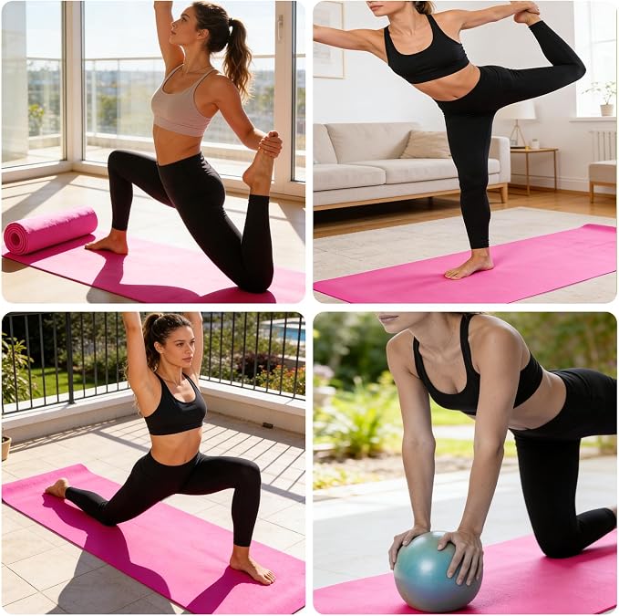 3 Pack Hot Yoga Towels with Plum Blossom Grip Dots, Non Slip Yoga Mat Towel, Super Absorbent Soft Suede Microfiber Mat Cover for Hot Yoga, Pilates, Bikram & Workout, 24" x 72", Hot Pink