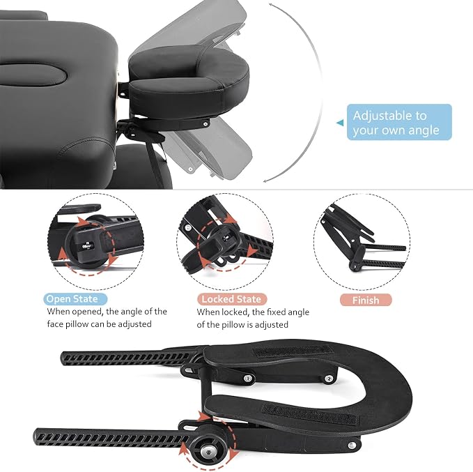 Noverlife Face Cradle for Massage Table, Adjustable Massage Headrest Platform Aluminum Face Holder, Durable Massage Bed Face Cradle Replacement for Beauty Spa Therapy Tattoo