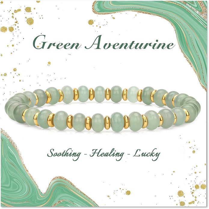 GolbalJew 4 * 6mm Gemstone Rondelle Bead Bracelets for Women Healing Crystal Stone Beads Bracelet Handmade Beaded Spiritual Jewelry Gifts
