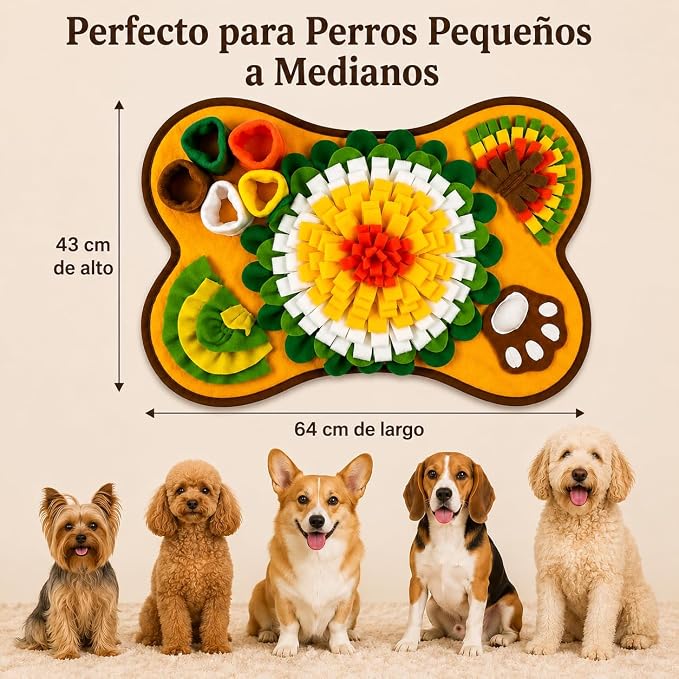 Snuffle Mat for Dogs, Interactive Feeding Mat & Slow Feeder Puzzle Toy for Small & Medium Dogs, Nosework Training Mat, Treat Dispensing Enrichment Toy, Washable Pet Mat