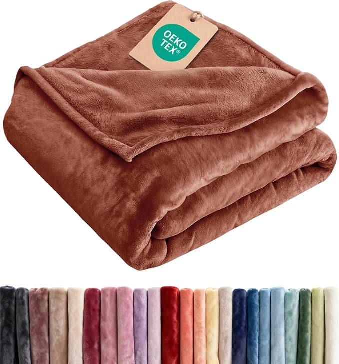 Ultra Soft Fleece Throw Blanket - College Dorm Room Essentials - Mocha | Flannel Fleece, Thick, Warm & Breathable, All Season Cozy, Anti-Static, Microplush, Lightweight for Couch, Bed & Dorm Bedding
