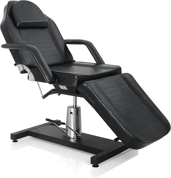 TATARTIST Hydraulic Facial Chair for Esthetician Tattoo Chair Portable Massage Tables 360° Rotating Treatment Bed Spa Salon Beauty Tattoo (Black)