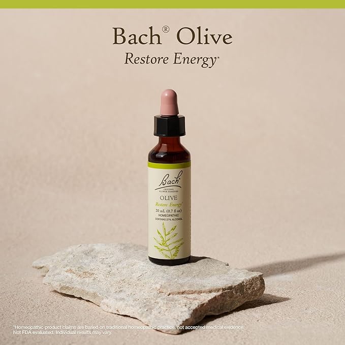 Bach Original Flower Remedies, Olive - Restore Energy - Natural Homeopathic Flower Essence for Emotional Balance - Vegan, Gluten Free, Sugar Free - 20mL Dropper
