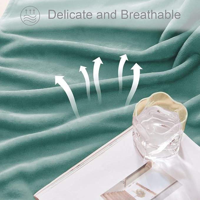 Exclusivo Mezcla Soft Fleece Blanket Twin Size for Bed, Celadon | 60x80 Inches, Double-Sided Brushed Flannel, Lightweight Plush Cozy Blanket for Home Decor, All Season, Machine Washable