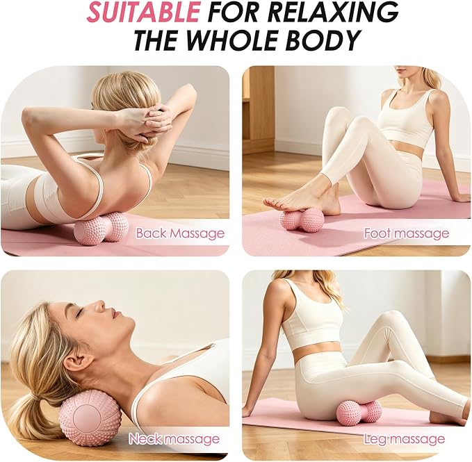Large Peanut Massage Ball 4.3" Double Lacrosse Ball for Myofascial Release | Myofascial release & deep tissue therapy for back, neck, shoulder, spine knot relief. Firm EVA, 4.32" dia.