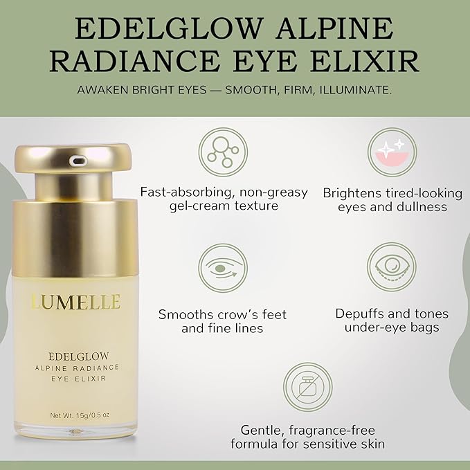 LUMELLE Alpine Radiance Eye Cream & Serum for Dark Circles, Brightening, Firming, Smoothing, Reviving Anti-Aging Skin Care