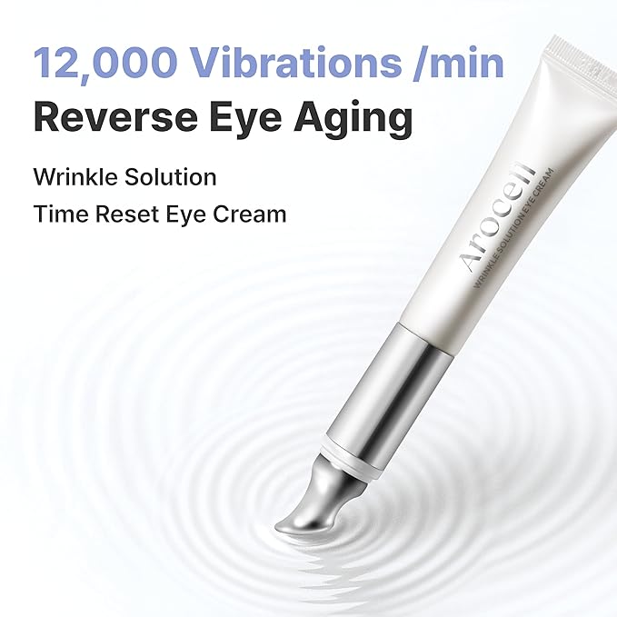 AROCELL Botulcare Wrinkle Solution Vibrating Eye Cream | Korean Under Eye Cream | Collagen & Galvanic Care, Hydrating, Moisturizing & Elasticity Boosting | Gentle Daily Eye Care | 0.5 fl oz