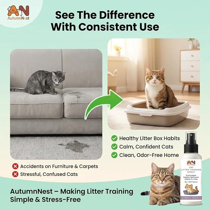 Cat Litter Training Spray, 2 Pack, 300ml Litter Box Attractant Spray | 2-pack attractant helps guide cats and kittens to the litter box during training, retraining, and new-home transitions.