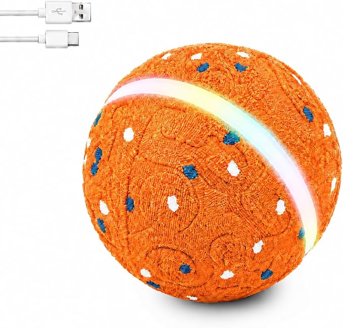 Interactive Dog Ball Toy[Newly Upgraded], 3 Modes, Sound & Vibration, USB-C