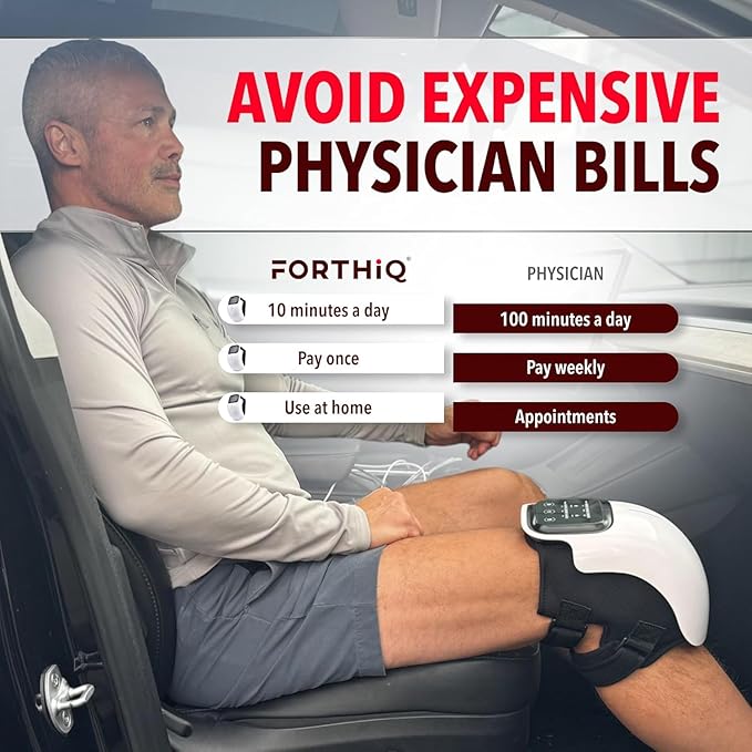 FORTHIQ Knee Massager Smart with Heat, Red Light and Vibration, 3-in-1 Cordless, 2025 Updated Edition, Gifts for Grandma & Grandpa, FSA-HSA Eligible