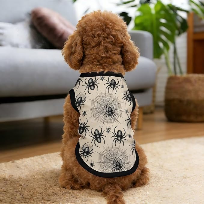 Halloween Pet Vest Black Spider Web Pet Shirts X-Small | scary insect Dog Shirt Vest cute pet Sleeveless Vests Ice Silk Dog T-Shirts holiday Dog Clothes Halloween Canine Wear