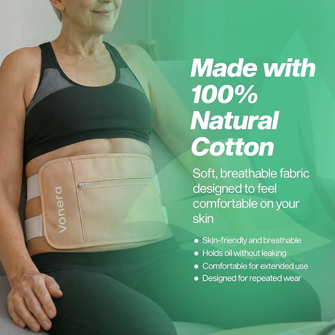 Castor Oil Pack Kit – 16 fl oz Cold Pressed Castor Oil with Wrap, 5 Reusable Cotton Flannels, Leak-Resistant Compress Set with Heat Pack, 8 Pieces
