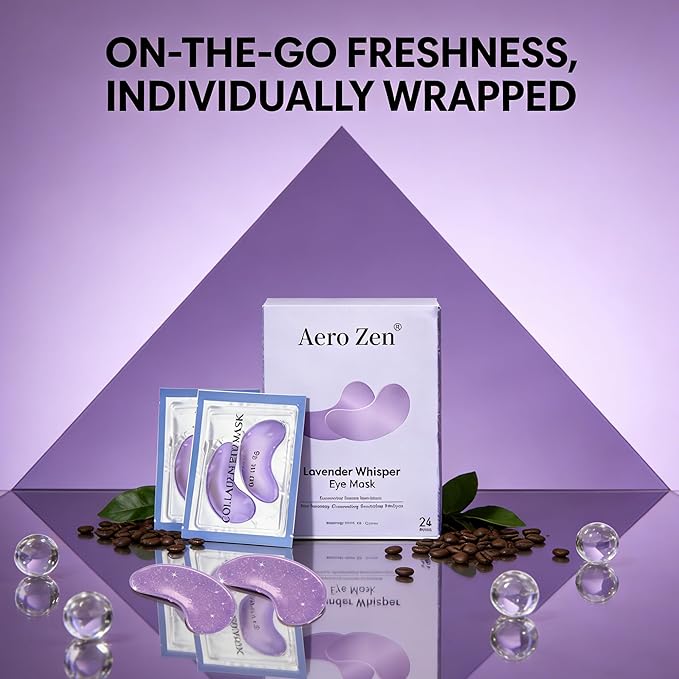 Aero Zen Collagen Under Eye Patches for Reduce Dark Circles,Puffiness & Fine Lines,Restoring Gel Under Eye Masks with Hyaluronic Acid,Bridesmaid Gifts,Birthday Gifts for Women (Purple,24 Pairs)