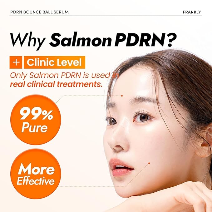 FRANKLY Salmon PDRN Bounce Ball Serum – 99% Pure PDRN Salmon DNA for Post Microneedling Recovery, Redness & Damaged Skin Repair | Glass Skin Korean Skincare | Lightweight, Non Sticky | 1.01 fl oz