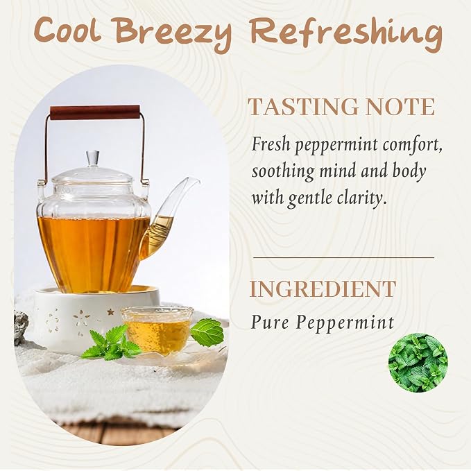 Johou Peppermint Herbal Tea Pods, Specially Ground Pure herb, Full-Flavor, Compatible with All K-Cup Brewers & Keurig 2.0, 24 pods, Caffeine Free Sleep time Tea, Made in Taiwan
