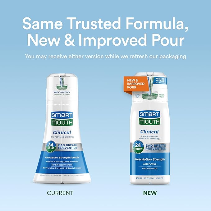 SmartMouth DDS Activated Clinical Mouthwash - for Fresh Breath - Clinical Strength Mouthwash for Gum Health, Gingivitis & More - Clean Mint Flavor, 16 fl oz (3 Pack)