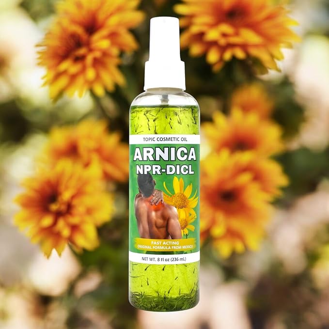 Arnica Massage Oil - 8 oz (236ML) - Aceite con Arnica - Moisturizing, Infused with Real Botanicals - Body Care Cosmetic Comfort Moisturize Moisturizer