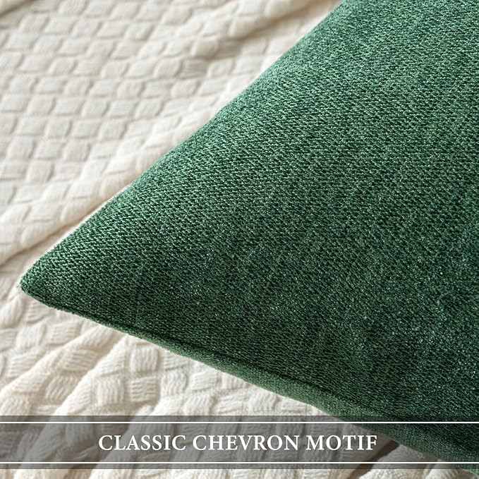 MIULEE Pack of 2 Dark Green Decorative Pillow Covers 26x26 Inch | Soft Chenille Couch Throw Pillows Eruo Sham Farmhouse Cushion Covers for Home Decor Sofa Bedroom Living Room