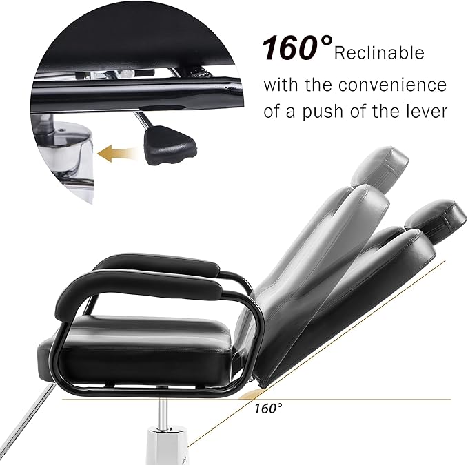 Merax Hydraulic Recliner Barber Chair for Hair Salon with 20% Extra Wider Seat & Heavy Duty Hydraulic Pump, Upgraded Salon Beauty Equipment