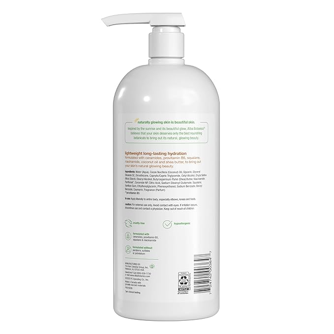 Alba Botanica Daily Moisturizing Lotion, Dry to Very Dry Skin, with Shea Butter and Coconut Oil, 32 Oz (Packaging May Vary)