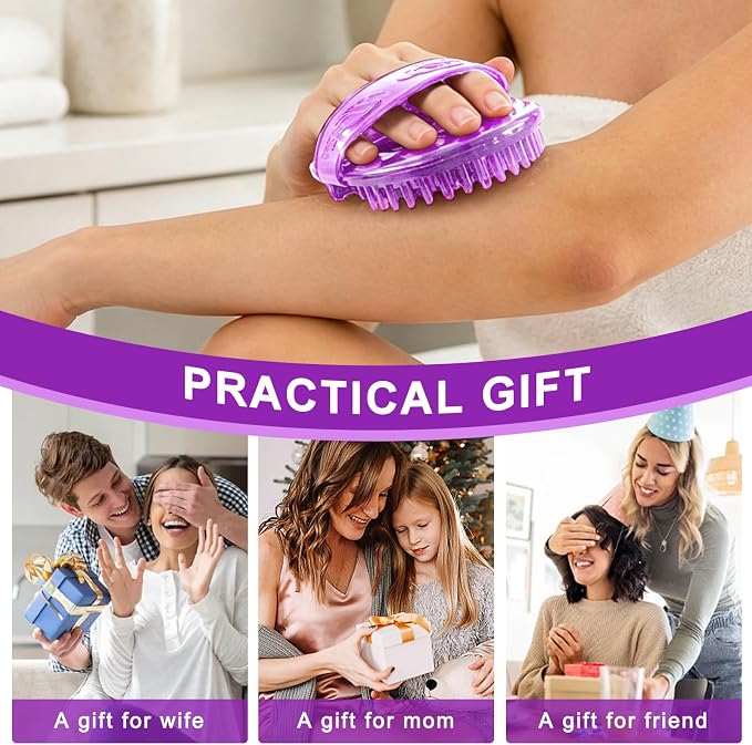 2PCS Magnetic Meridian Massage Brush Set with Measuring Tape, Circulation Boost Massage Tool Set, Soft Silicone Acupressure Brush with Anti-Slip Grip for Belly Back Leg Scalp (Purple)