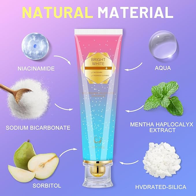 Niacinamide Whitening Toothpaste, Kimralur Triple Whitening Intensive Niacinamides Toothpastes, Fluoride-Free Formula is Suitable for Sensitive Teeth (1)