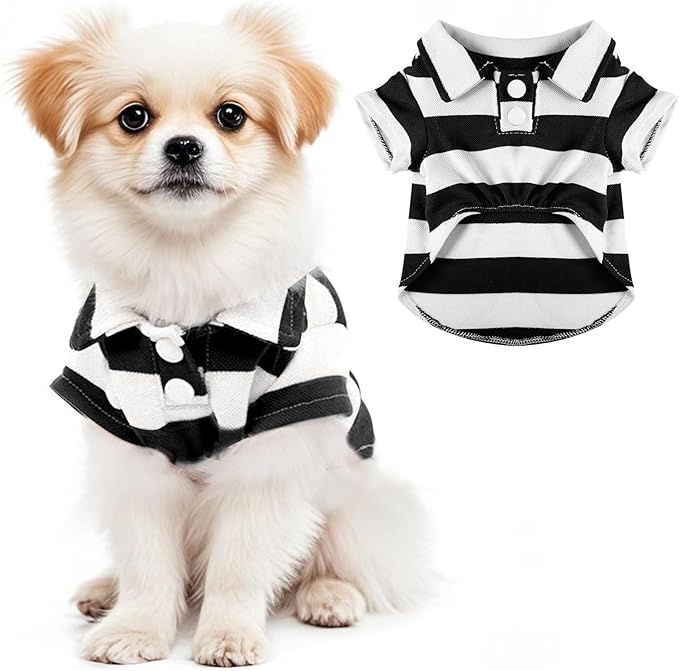 Pistha Dog Shirt Polo Shirt Striped Puppy Clothes for Boy Girl Pets | Dog Shirt Dog Clothes Pet Clothes with Summer Button Up for Small Medium Dogs Cats