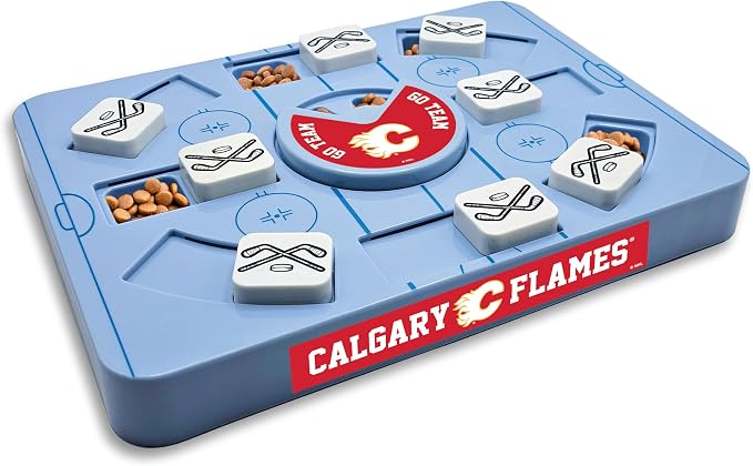 Pets First NHL Calgary Flames Large Puzzle Toy, New Size, Interactive Dog Treat & Slow Feeding Toy