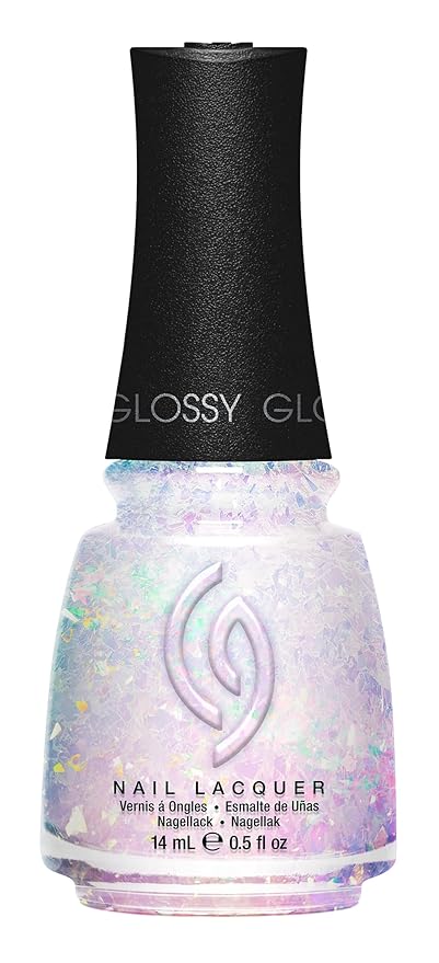 China Glaze CG Nail Lacquer DM for Drama – Iridescent Opal Flake Top Coat, Quick Dry Clear Nail Polish Topper for Shimmer High-Gloss Finish, 0.5 fl oz