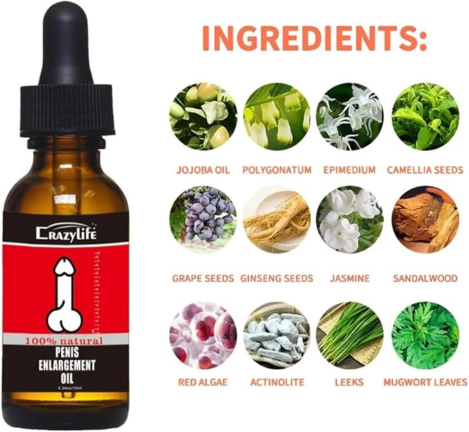 Enlargement Massage Oil for Men, Male Enlarge Growth Oil Fast Biger Thick Long by CrazyLife for Men Increase Oil 10ML-F361