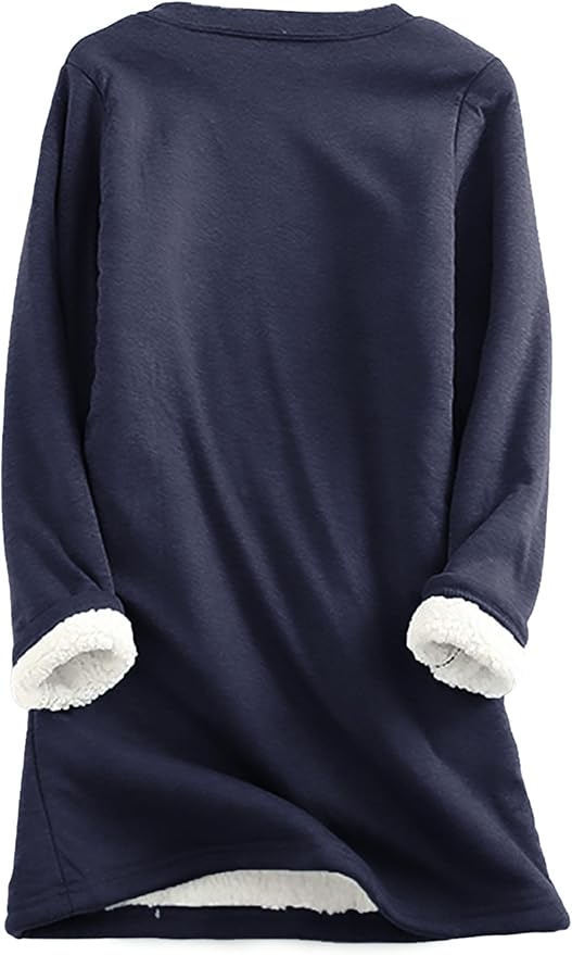 Yeokou Women Warm Sherpa Lined Fleece Crewneck Sport Sweatshirt Pullover Loungewear