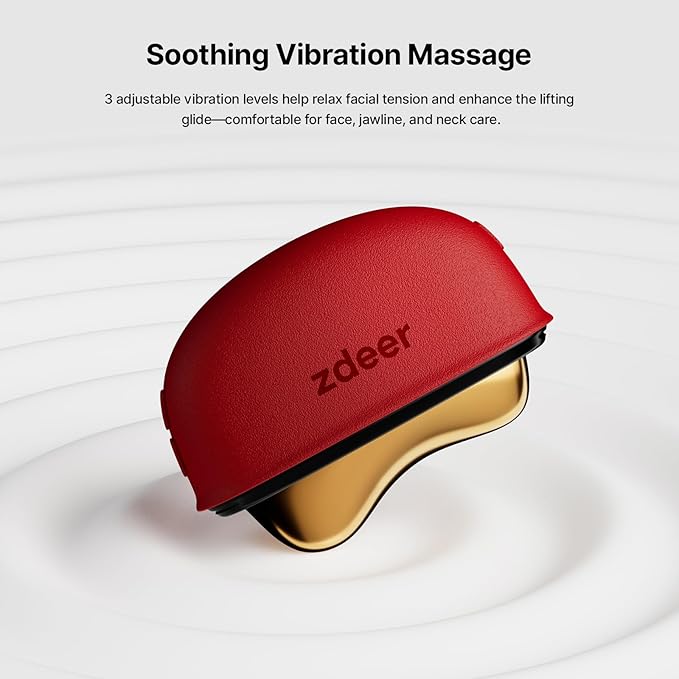 Electric Gua Sha Facial Massager Tool with LED Red Light Therapy & Soothing Vibration, Heated Brass Face & Neck Massager, Smart Dual-Mode Facial Care Device for Sculpting, Lifting & Relaxation