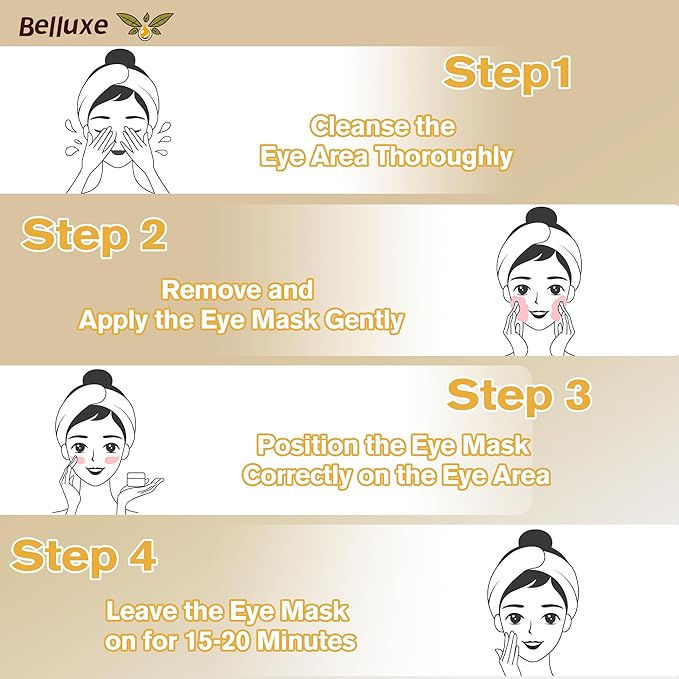 24K Gold Eye Mask – Firming Eye Gel Patches for Wrinkles & Dark Circles, Brightening Under Eye Care