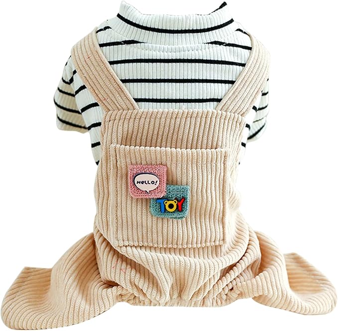 Dog Stylish Overalls Comfortable Puppy One Piece Outfits Summer Bib Overalls for Small Dogs Cute Pet Onesie Jumpsuit Chihuahua Yorkies Birthday Holiday Clothes Cat Costume