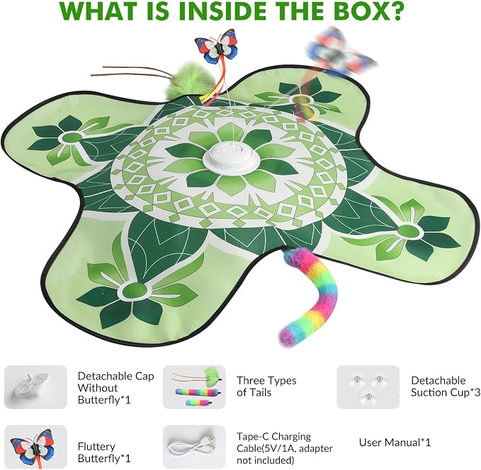 Wortade 3in1 Interactive Hide-and-Seek Cat Toy, Rotating, Green