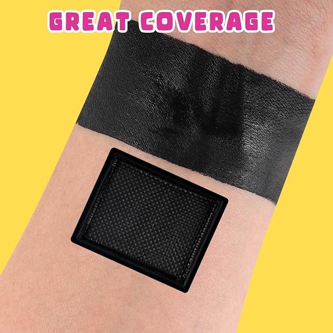 Bowitzki 10g Split Cake Face Paint Professional For Adults One Stroke Split Cake Non Toxic Rainbow Flora Dolphin Unicorn Flame Body Paint Makeup (Black)