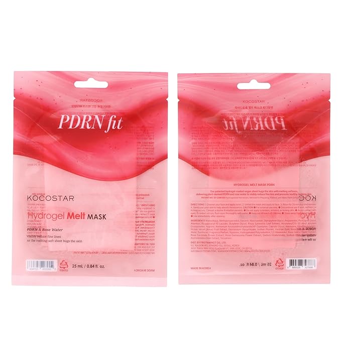 KOCOSTAR PDRN Hydrogel Melt Mask | Patented Eucalyptus Lyocell Mask | Formulated with PDRN and Rose Water | Firming Care | Hypoallergenic, Korean Skin Care, 4 pack