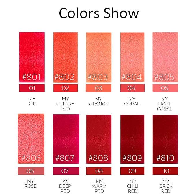 bom My Lipstick 808 My Warm Red, Long Lasting Strong Red Matte Lipstick Velvet Texture