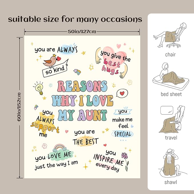 Aunt Gifts, Aunts Birthday Gifts, Auntie Gift for Women, Gift for Aunts from Niece Nephew, Best Auntie Ever Present Ideas for Christmas Mothers Day, to My Auntie Throw Blanket 60”x50”