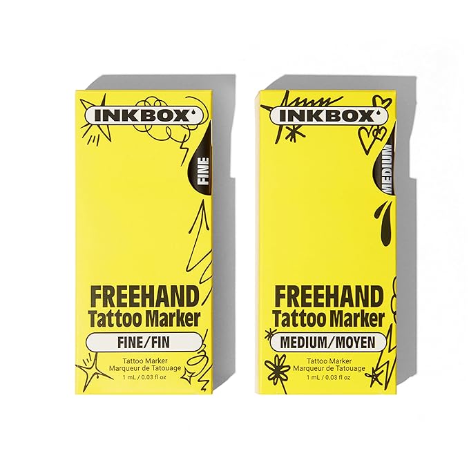 Inkbox Freehand Tattoo Marker Kit – Medium & Fine Tips, Lasts Up to 10 Days, For All Skin Tones, Water-Resistant, Cruelty-Free & Vegan, Long-Lasting Temporary Tattoo Pens, All Skill Levels – Pack of 2