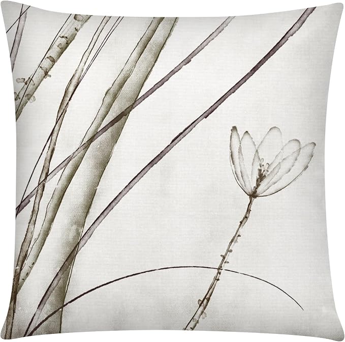 Sage Green Throw Pillow Covers 18x18 Set of 6, Botanical Floral Home Decor | spring summer floral bloom, Standard Throw Pillow Size, Breathable Linen, Neutral flower, Couch Sofa Living Room, home decor