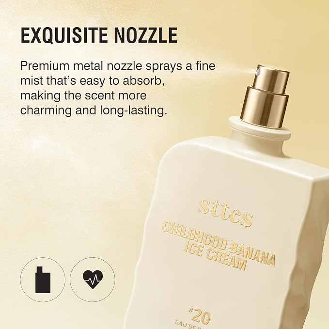 Sttes Perfume #20 for Women – Childhood Banana Ice Cream Eau de Parfum, The Exact Sweetness You Remember: Ripe Banana, Vanilla Ice Cream & Caramel Crunch, Long-Lasting Sweet Gourmand Fragrance, 100ml