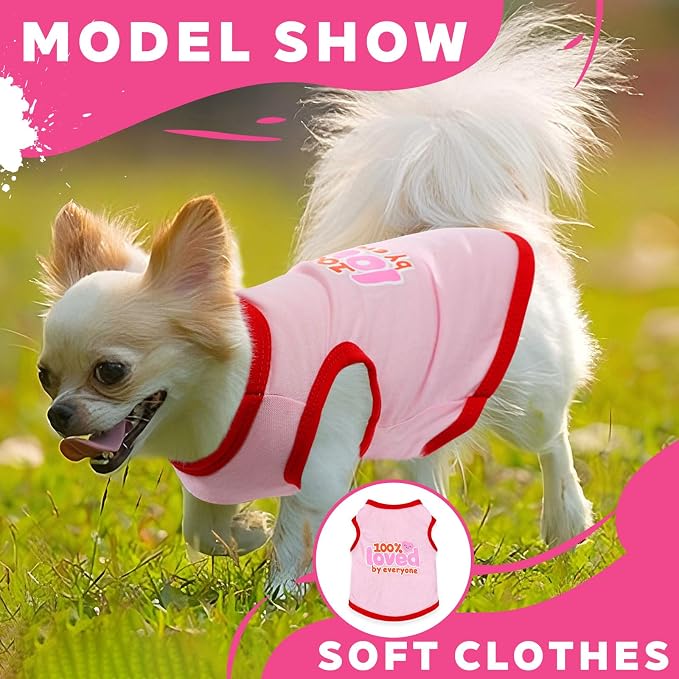 4 Pieces Dog Shirts Dog Clothes for Small Dogs Cute Pink Puppy Clothes Soft Yorkie Chihuahua Pet Cat Outfit Clothing S