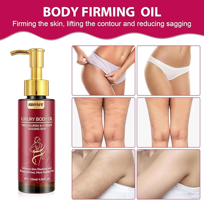 Body Firming Oil for Crepe Skin - After Shower Oil for Women, Tightening & Hydrating Treatment for Arms, Legs, Stomach & Body, Natural Formula for Dry Skin, Lightweight & Non-Greasy, 4.06 FL OZ