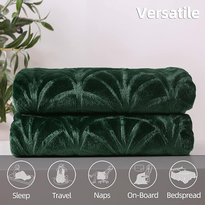 Whale Flotilla Soft Flannel Fleece Twin Size Blanket for Bed, Emerald Green | Cozy Lightweight Breathable Coverlet, Plush Fluffy Bedspread, Vintage Pattern Decorative Blanket for Dorm, All Season 60"x80"