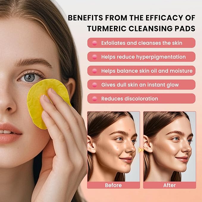 Turmeric Kojic Acid Cleansing Pads: Turmeric Cleansing Pad for Dark Spots - Turmeric Exfoliating Face Scrub Pads for Face and Body (80PCS)