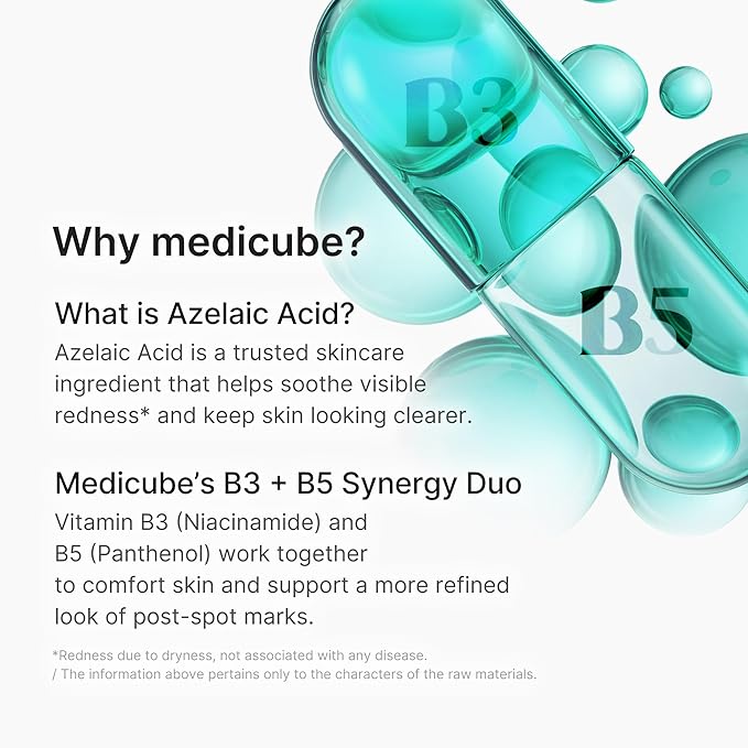 medicube Azelaic Acid 10 Soothing Serum | Clarifying Serum for Troubled & Oily-Prone Skin with B3+B5 | Stressed Skin Calming & Post-Blemish Tone Care | Korean Skincare 30ml, 1.01 fl oz