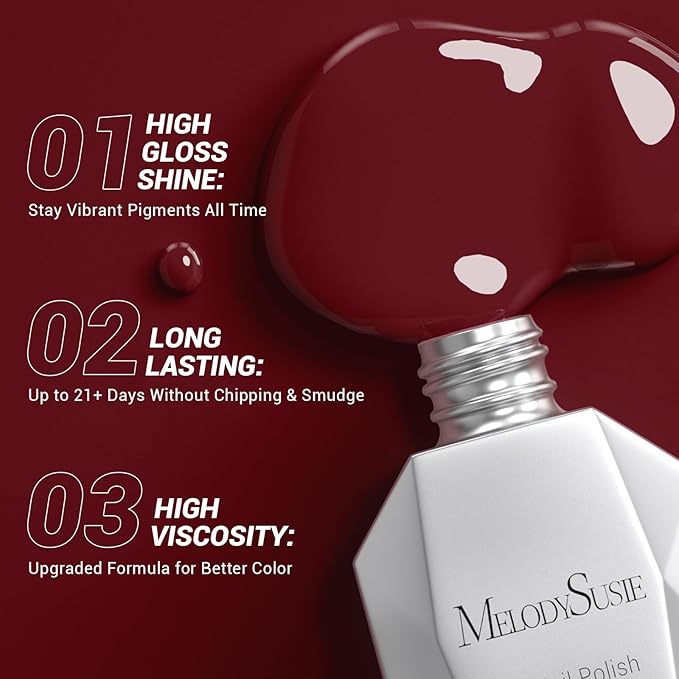 MelodySusie Thick Red Gel Nail Polish,0.5fl oz Soak Off UV LED Dark Red Gel Polish Christmas Gift for Women Nail Art Manicure Salon DIY Nail Design Decoration at Home-A1801